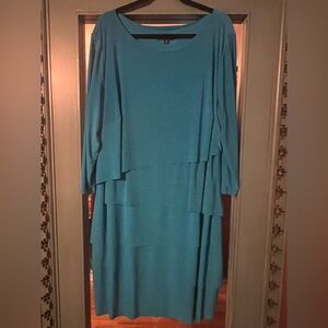 Tahari Arthur S. Levine Blue tiered dress